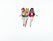 Running Sailor Jupiter, Moon and Mars
