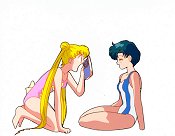 Usagi Scolds Ami For Reading On The Beach