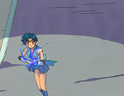Sailor Mercury Fighting A Bon-Bon Baddie