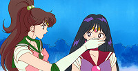 Future Sailor Jupiter Shushes Future Sailor Mars