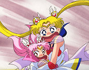 Super Sailor Moon And Chibi Moon Scared Out Of Their Barrettes